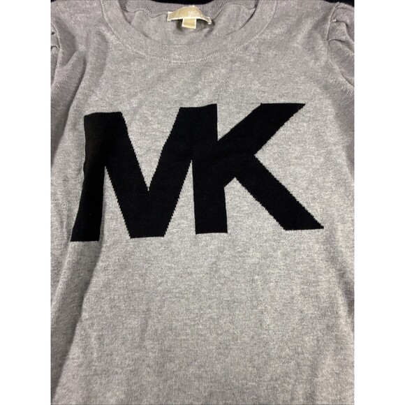 Michael Kors Women's Gray And Black MK Logo Sweater Top Size XL - Picture 2 of 9